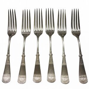 Set of 6 C. Rogers & Brothers A1 Victorian Forks – Eastlake Egyptian Pattern